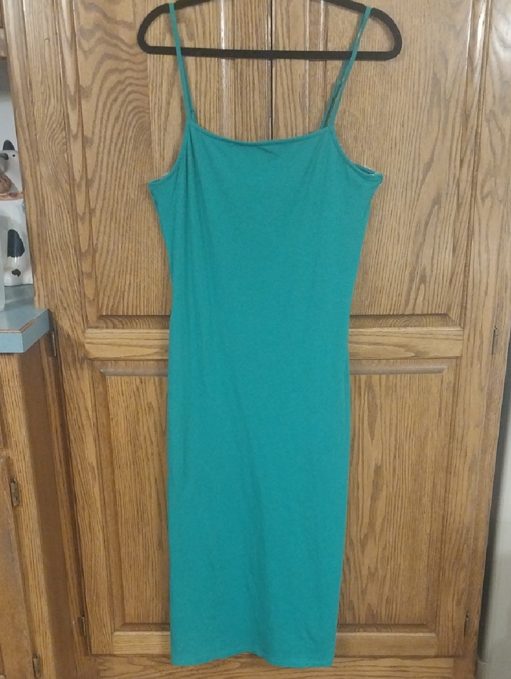 No Boundaries NWT Square Neck Midi Tank Dress Size Large Teal Green Adj Straps